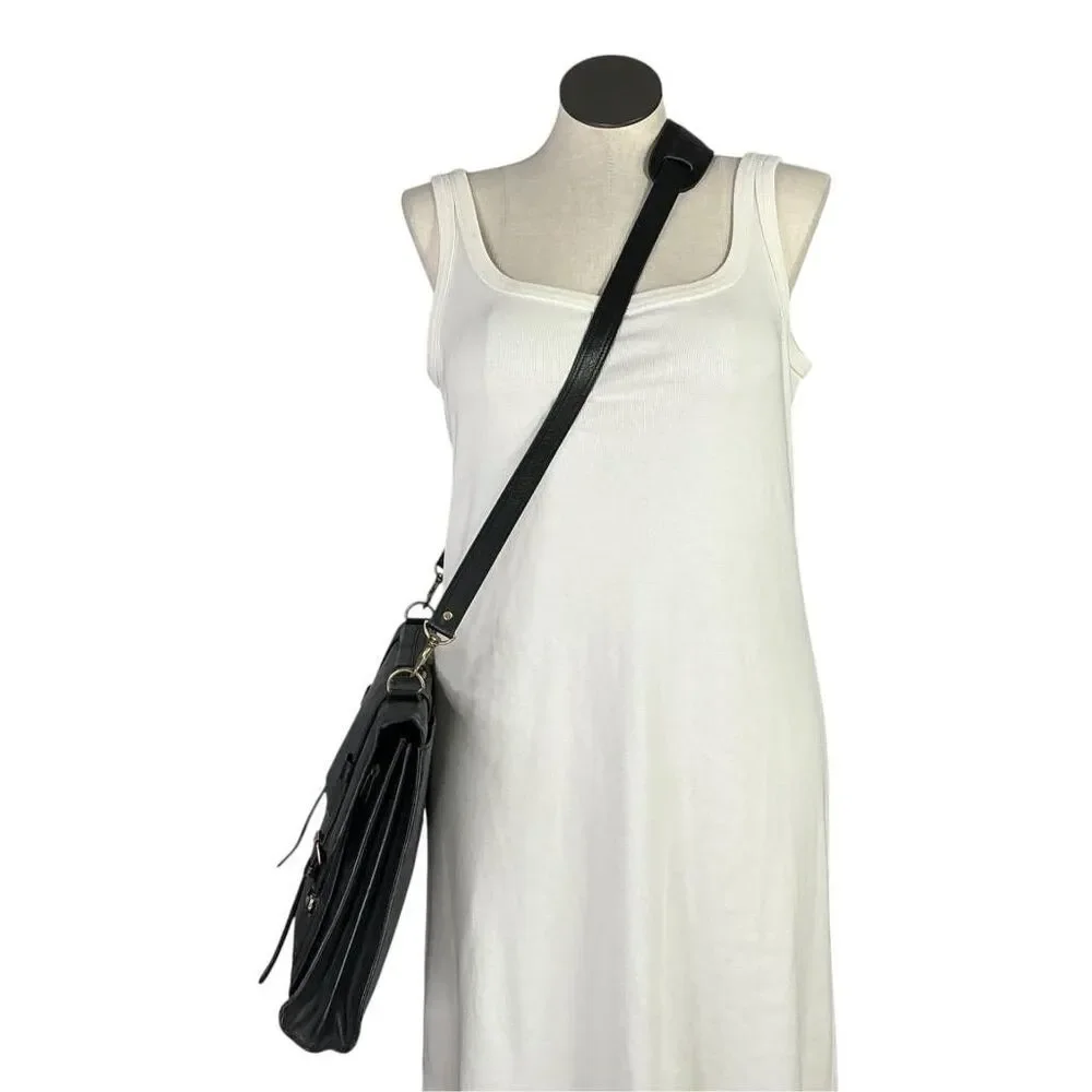 Wilson's Leather Messenger Bag Black Leather Briefcase Crossbody Satchel